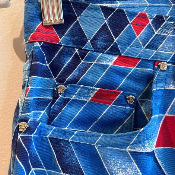 VERSACE Couture Jeans Sz 27 Vintage Geometric Print Pants Jeans  Style - Picture 10 of 13